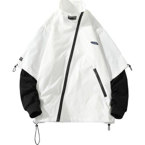 Hip Hop Style Black 2021 Autumn Mens Jacket And Coats Streetwear Bomber Pullover Fake Two Piece Outwear Overcoat 5XL 6XL 7XL