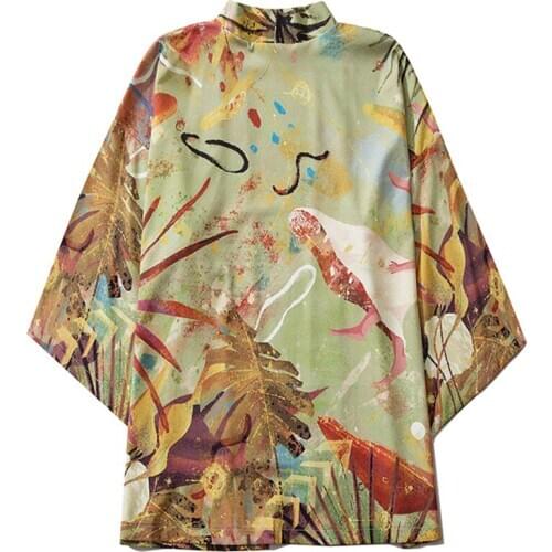 Men Women Thin Tops Casual Coat Summer Jacket Vintage Clothing Traditional Mural Japanese Kimonos Cardigan Streetwear Yukata