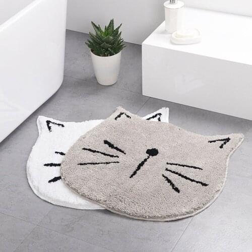 New 60cm*60cm Nordic Cartoon Cat Bathroom Absorbent Non-slip Floor Practical Mats Microfiber Absorbent Bathroom Durable Mats