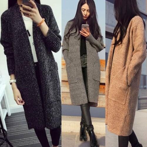 New Womens Sleeve Look Thind Loose Knitted Sweater Jumper Cardigan Outwear Coat