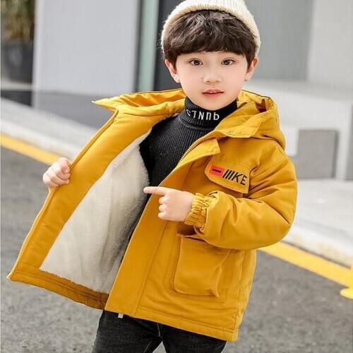 Autumn Childrens Outwear Winter Jacket For Boys Hooded Cotton-padded Jacket For Childrens Fashion Thicken Warm Coats For Boys