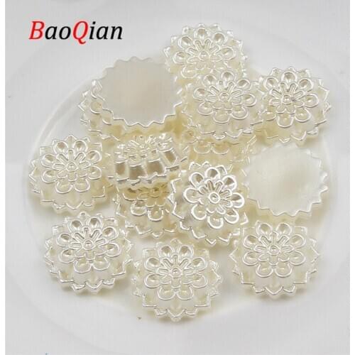 50pcs 15mm Flat Round Flower Pattern Acrylic Loose Beads DIY Handmade Creative Fashion Jewelry Decoration Scrapbook