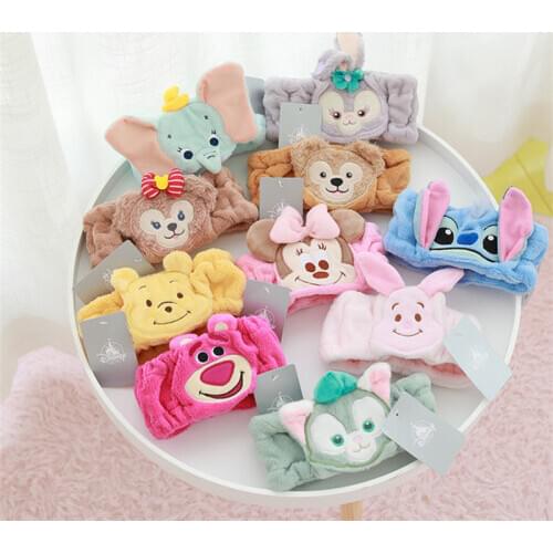 Disney Plush Headband Minnie Winnie The Pooh Dumbo Piglet Stitch Soft Comfortable Wash Face Bath Hairbands Makeup Accessories
