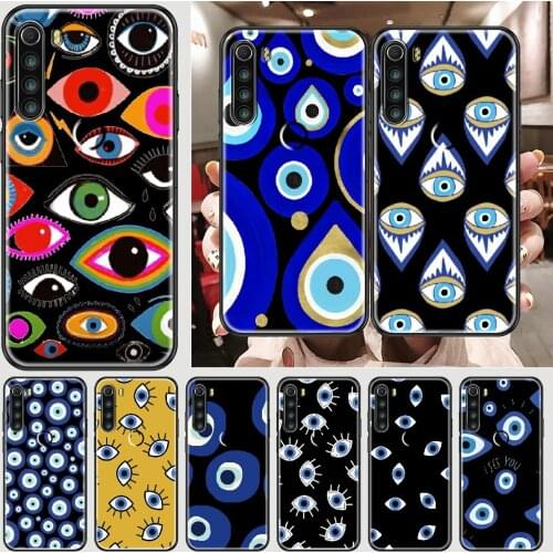 Evil eye Phone case For Xiaomi Redmi Note 7 7A 8 8T 9 9A 9S K30 Pro Ultra black 3D cell cover art prime luxury back painting