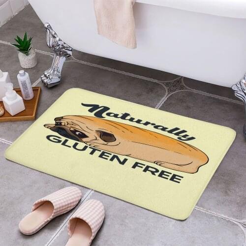 GLUTEN FREE CUTE PUG BREAD 3D Print Doormats Rectangle Non-Slip DoorMat Bedroom Kitchen Entrance Print Door rugs Dropshipping