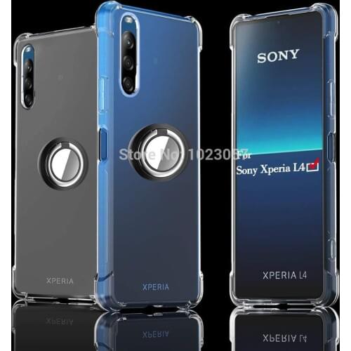 Magnetic Car Finger Ring Holder Shockproof Soft Airbag Case For Sony Xperia L4 10 II 5 L3 XZ2 Premium XA2 XA1 XZ1 Compact Ultra