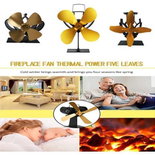 Gold 4 Blades Fireplace Heat Powered Fan Thermal Power Stove Fan Wood Log Burner Quiet Fan Efficient Heat Distribution For Home