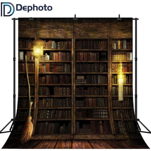 DePhoto Halloween Bookshelf Vinyl Photography Backdrop Customized Photo Background Studio Prop