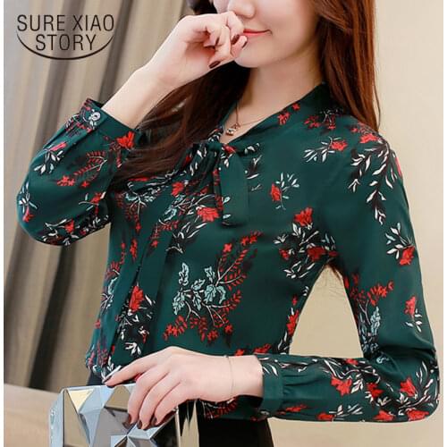 Womens tops and blouse spring 2021 print chiffon blouse shirt office work wear long sleeve women shirts fashion blouses 1780 50