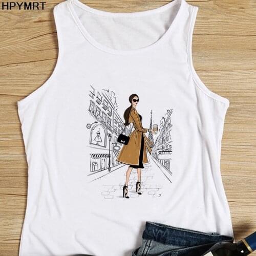 Fashion Beauty Print Harajuku Vest Women Tshirt Streetwear Casual Sleeveless Plus Size Female Top Tee Summer Tank Tops Clothes