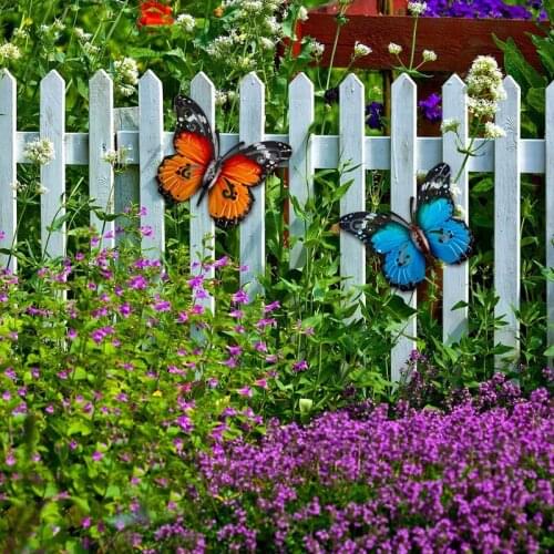 2 Pcs Outdoor Large Metal Butterfly Garden Decorations Outdoor Wall Art Metal Butterfly For Outdoor Fences Sheds Walls