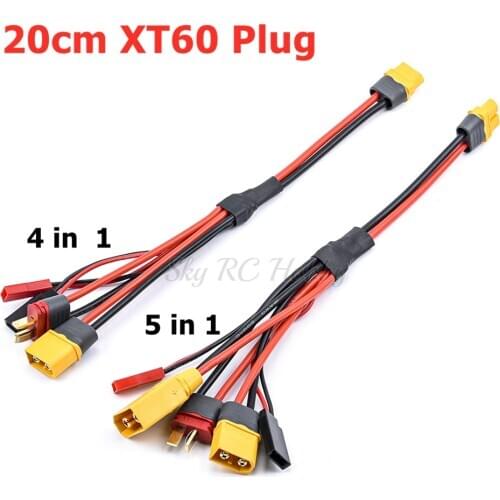 4in1 / 5in1 XT60 Plug 20cm Charger Connector to XT60 JST T Futaba XT90 Plug Wire Cable for ISDT Hota Toolkit RC Chargers