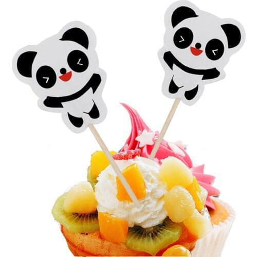 48pcs/set Cute panda Cupcake Cup cake topper for birthday wedding easter New year party cake decoration
