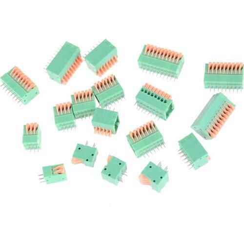 5PCS HUXUAN KF141R KF141V 2.54mm Pitch PCB Straight Foot Connectors 2/3/4/5/6/7/8/9/10P Spring Screless Copper Terminal Block