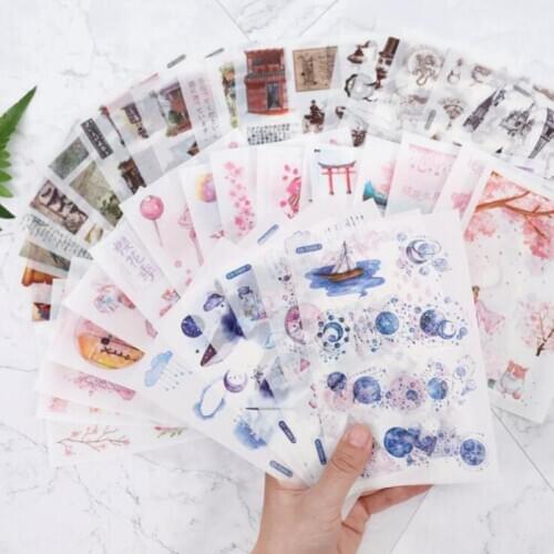 6pc Art Small Fresh Stickers Cartoon Travel Diary Album Characters Decoration Creative Stickers Stationery ChildrenS Products