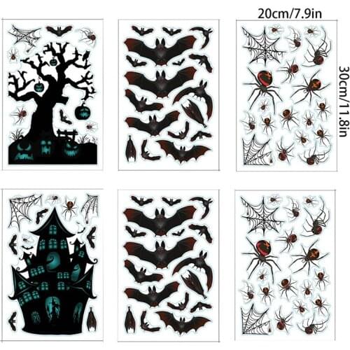 CYUAN 6pcs Halloween 2021 Window Sticker Halloween Pumpkin Decor Horrible Castle Theme Parti Decor Trick Or Treat Window Decor