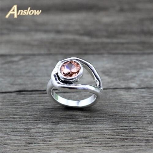 Anslow Fashion Creative Design Vinatge Antique Silver Plated 8mm Crystal Rings Anniversary Wedding Jewelry Accessory LOW0065AR