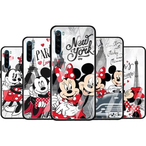 Mickey Minnie in London for Xiaomi Redmi K40 K30 K20 Pro Plus 9C 9A 9 8A 7 Luxury Shell Tempered Glass Phone Case Cover