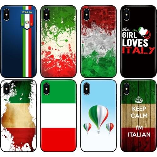 Black tpu case for iphone 5 5s se 6 6s 7 8 plus x 10 case silicone cover for iphone XR XS 11 pro MAX case Italy flag