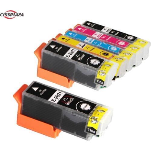 CISSPLAZA 6pcs T2621 26xl compatible for epson x700 xp710 xp720 XP-510 xp520 xp600 xp-605 xp-610 xp-615 xp-620 xp-625 printer