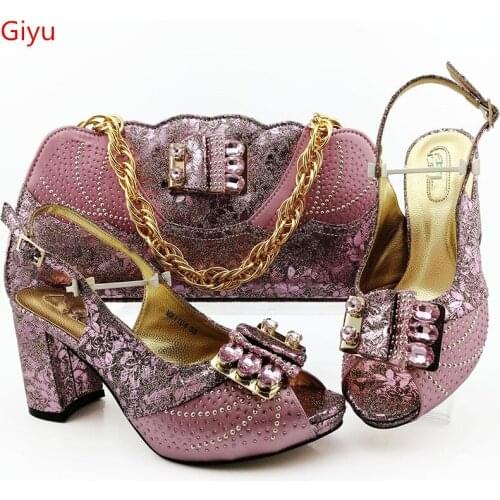 Doershow Italian Shoes And Bag Sets For Evening Party With Stones Italian Leather Handbags Match Bags!!SGO1-37