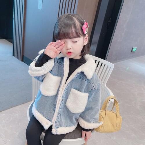 Girls Denim Jacket Outerwear Solid Girls Coats Thick Warm Childrens' Jacket Toddler Kids Clothes Girl