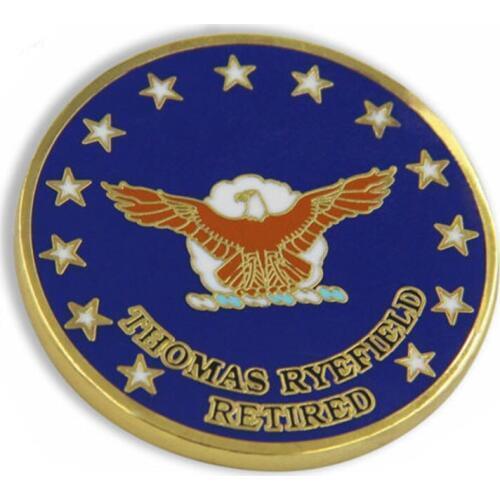 Europe Royal Thomas RYEFIELD Retired Souvenir Coins Military Gold Plated Medal Coin Colorful