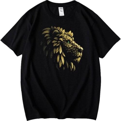 Forest King T Shirt Women Cartoon Lion Hand Painted Personalized Animal Print Short Sleeve Cotton Loose Increase European USA