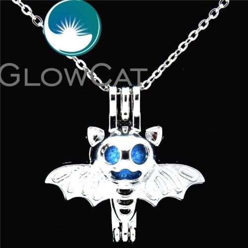 GLOWCAT LL505 Metal Flying Bat Beads Cage Aroma Perfume Diffuser Pearl Cage Handcraft Halloween Gifts Jewelry