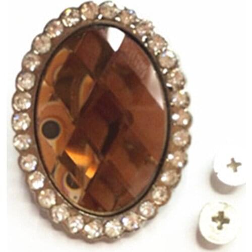 KDG Western Cowboy Antique Crystal Belt Concho Egg Ring Screw Back Drill Concho DIY Hardware Crystal Belt Accessories