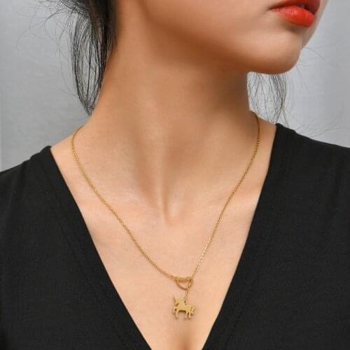 Stainless Steel Necklace Earrings Women Jewelry Set Gold Color Horse Shaped Stainless Steel Pendant Birthday Gift for Girlfriend