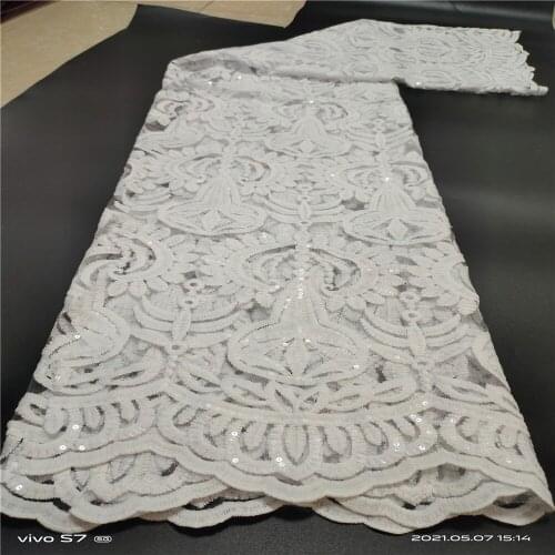 French Tulle Beads African Lace Fabric 2021High Quality Embroidery Net Materials 5 Yards Nigerian Lace Fabric Sewing ZFN01