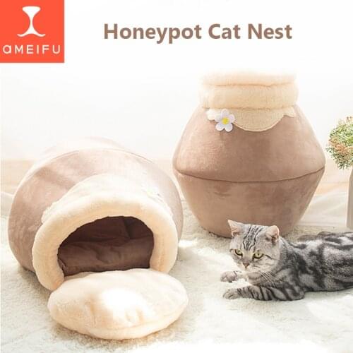 AMEIFU Cat beds for all seasons soft and comfortable kennels dog beds semi-enclosed house removable and washable pet supplies
