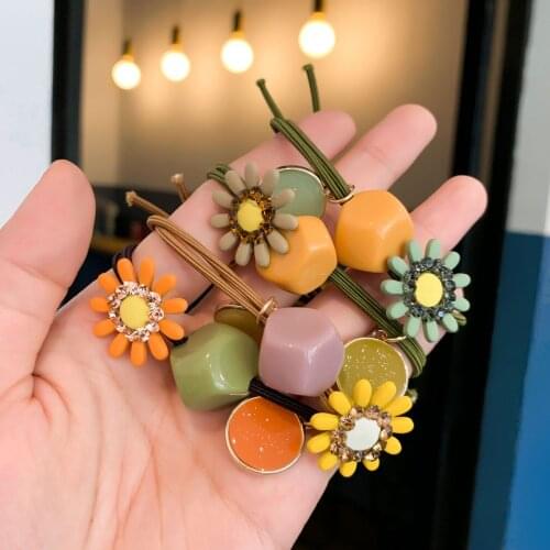 Fashion new color sun flower fresh hair ring sweet versatile hair accessories wholesale