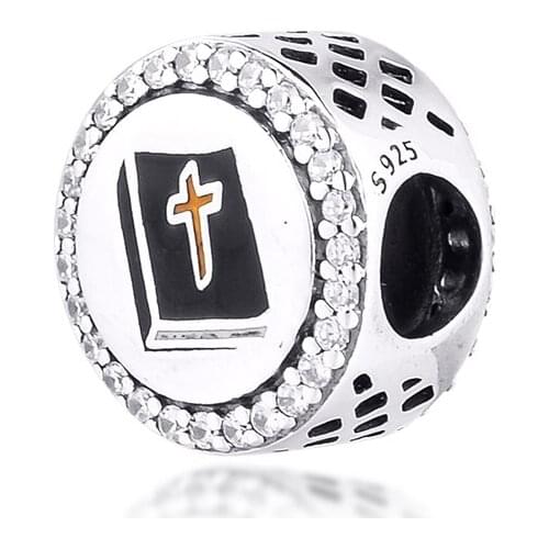 Power of Prayer Charm 925 Sterling Silver Red and Black Enamel Beads Fit Charms Bracelets DIY Jewelry for Women Gift 021248