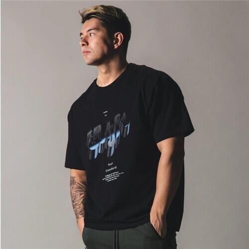 2021 Mens Fashion T Shirt Men Tops Summer Fitness Bodybuilding Clothes Muscle Male Shirts Cotton Slim Fit Tees