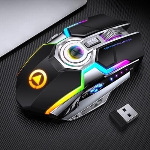 Gaming Mouse Rechargeable Wireless Gaming Mouse Silent Ergonomic 7 Keys RGB Backlit 1600 DPI mouse for Laptop Computer Pro Gamer