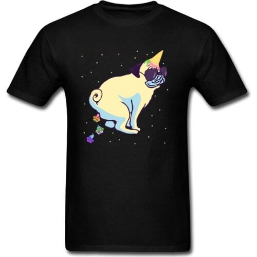 Oh!Pug Unicorn Poops Cupcakes!T Shirt Men T-shirt Super Funny Clothing Birthday Party Tops Students Tee Novelty Design