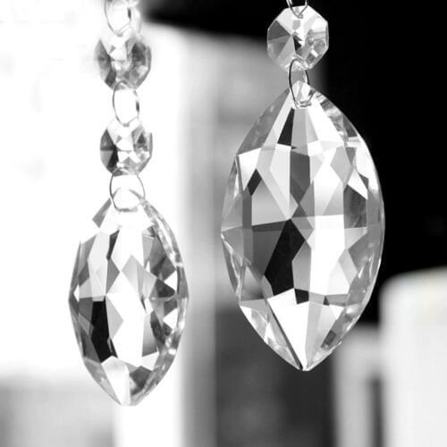 Wholesale 100pcs 63mm(h) Transparent Horse Eye Shape Crystal chandelier pendants with one beads, Lamp Suncatcher hanging parts