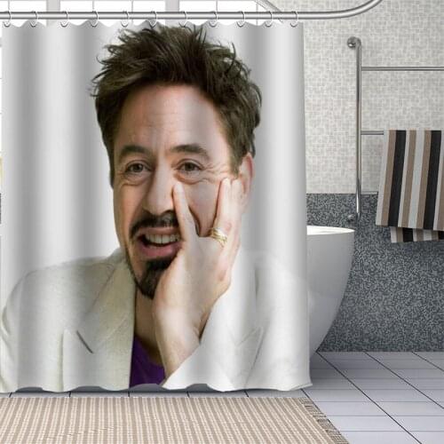 Custom Actor Downey Jr Shower Curtain With Plastic Hooks Modern Fabric Bath Curtains Home Decor Curtains Custom Your image