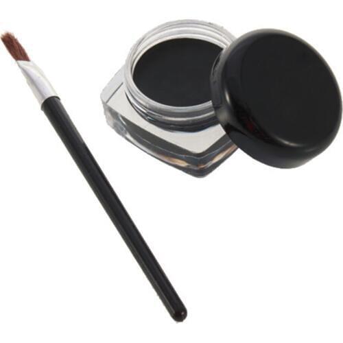 Professional Waterproof Gel Eye Liner Shadow Cream Cosmetics Eyeliner + Brush Black Set Eyes Makeup Eyeliner