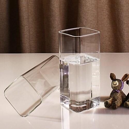 Breif Transparent Borosilicate Square Glass Cups Rectangle Tea Juice Lead-free Milk Mug Office Water Drinking Cup