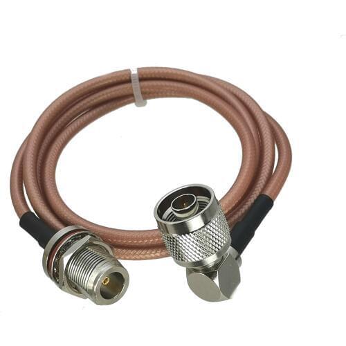 1Pcs RG142 N Male Plug Right angle to N Female jack Nut Bulkhead Connector Right angle RF Jumper pigtail Cable 6inch~10M