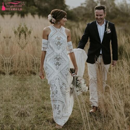 Modern Free Spirited Bridal Wedding Dresses Tasseled Trim Bohemian Vibe Vestido De Noivas Ruede Chic ZW222
