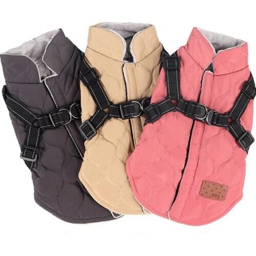 Warm Dog Clothes Winter For Small Dogs Yorkie Terrier Pug Puppy Cat Harness Coat Cotton-Padded Vest Jacket Pet Clothing Outfit L