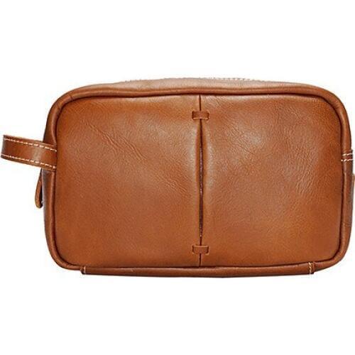 Genuine leather unisex casual solid wash bag soft cow skin cosmetic bag