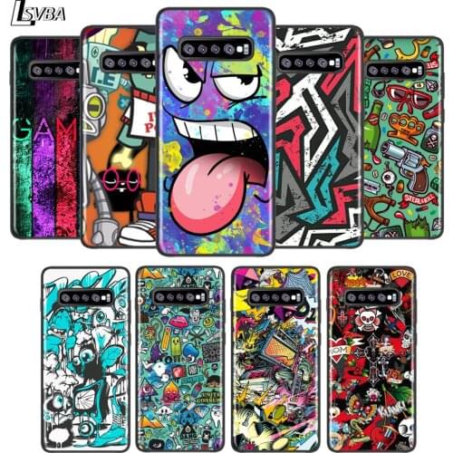 Street Art Anime Graffiti For Samsung Galaxy Note 20 10 9 8 S21 S10 S10E S9 S8 S7 Ultra Lite Plus Pro 5G Black soft Phone Case