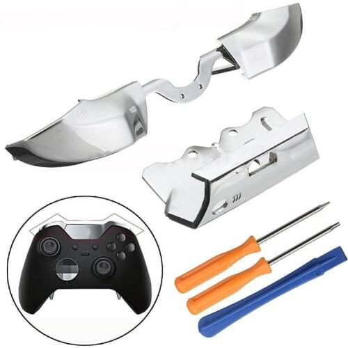 Repair Parts for XBOX ONE Elite Controller Replacement LB RB Buttons + Silver Bumpers Trigger Middle Pad +T8 T6 Screwdriver