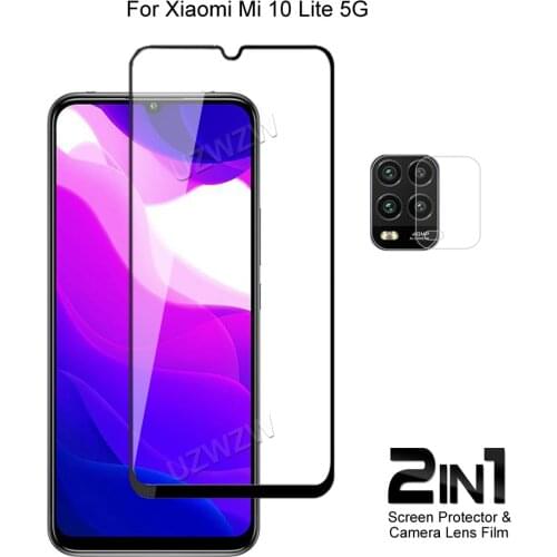 For Xiaomi Mi 10 Lite 5G Front Screen Protector Protective Tempered Glass & Camera Lens Film