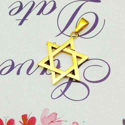 Gold Magen Star of David Pendant Necklace for Men Magen Hexagram Pendant Israel Jewish Star Pendant Necklace WITHOUT Chain